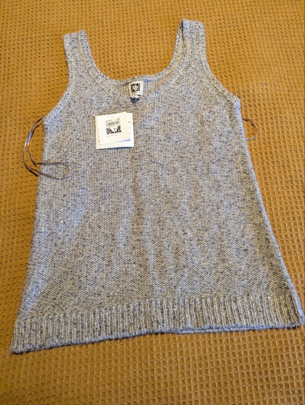 NWT Anne Klein Gray Speckled Crewneck Sweater Tank, S
